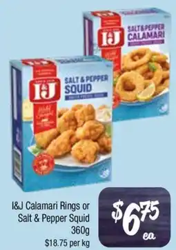 Farmer Jack's I&J Calamari Rings or Salt & Pepper Squid offer