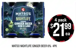 Farmer Jack's Matso nightlife ginger beer 6% 4pk offer