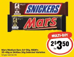 Ritchies Mars Medium Bars, M&M's or Skittles Selected Varieties offer