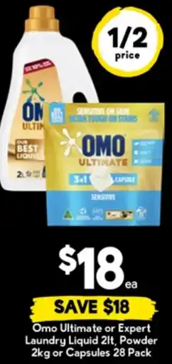 Drakes Omo Ultimate or Expert Laundry Liquid 2lt, Powder or Capsules offer