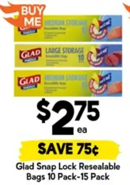 Drakes Glad Snap Lock Resealable Bags offer