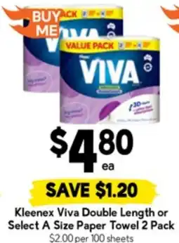 Drakes Kleenex Viva Double Length or Select A Size Paper Towel offer