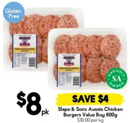 Drakes Slape & Sons Aussie Chicken Burgers Value Buy offer