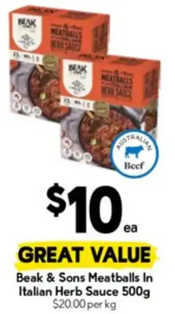 Drakes Beak & Sons Meatballs In Italian Herb Sauce offer