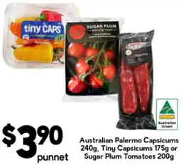 Drakes Australian Palermo Capsicums, Tiny Capsicums or Sugar Plum Tomatoes offer