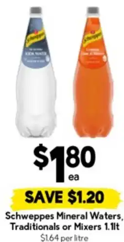 Drakes Schweppes Mineral Waters, Traditionals or Mixers offer