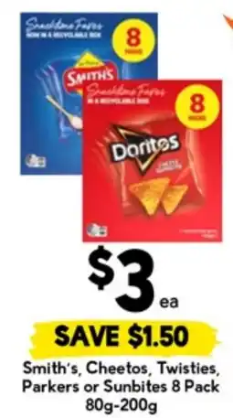 Drakes Smith's, Cheetos, Twisties, Parkers or Sunbites 8 Pack offer