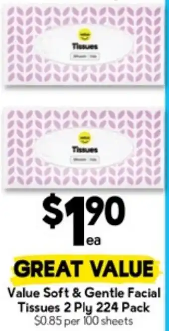 Drakes Value Soft & Gentle Facial Tissues 2 Ply offer