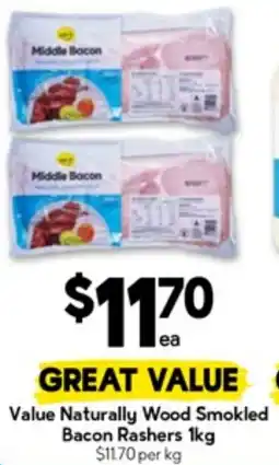 Drakes Value Naturally Wood Smokled Bacon Rashers offer