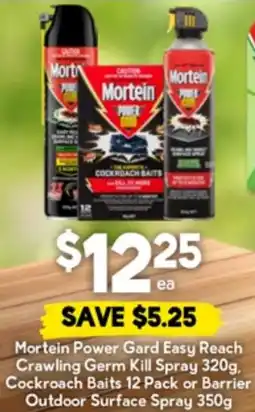 Drakes Mortein Power Gard Easy Reach Crawling Germ Kill Spray, Cockroach Baits or Barrier Outdoor Surface Spray offer