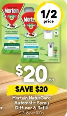 Drakes Mortein NaturGard Automatic Spray Diffuser & Refill offer