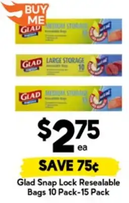 Drakes Glad Snap Lock Resealable Bags offer