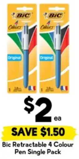 Drakes Bic Retractable 4 Colour Pen Single Pack offer