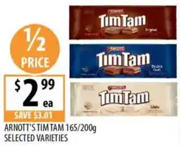 Supabarn Arnott's tim tam selected varieties offer