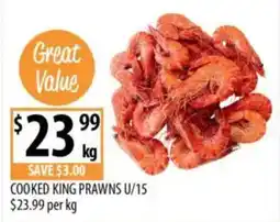 Supabarn Cooked king prawns u/15 offer