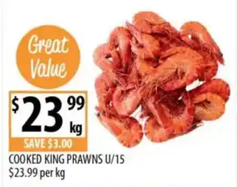 Supabarn Cooked king prawns u/15 offer