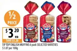 Supabarn Tip top english muffins selected varieties offer