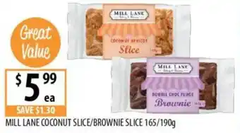 Supabarn MILL LANE COCONUT SLICE/BROWNIE SLICE offer