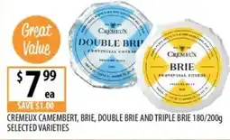 Supabarn Cremeux camembert, brie, double brie and triple brie selected varieties offer