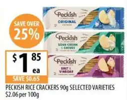 Supabarn Peckish rice crackers selected varieties offer