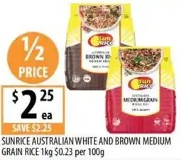 Supabarn Sunrice australian white and brown medium grain rice offer
