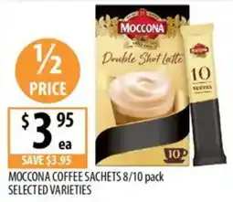 Supabarn Moccona coffee sachets selected varieties offer