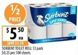 Supabarn Sorbent toilet roll offer