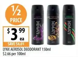 Supabarn Lynx aerosol deodorant offer