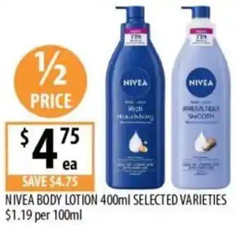 Supabarn Nivea body lotion selected varieties offer