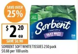 Supabarn SORBENT SOFT WHITE TISSUES offer
