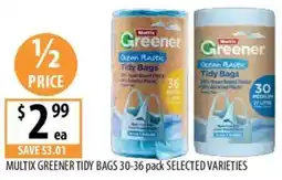 Supabarn MULTIX GREENER TIDY BAGS SELECTED VARIETIES offer