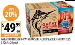 Supabarn Great northern brewing co super crisp lager 3.5% bottles offer