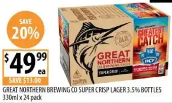 Supabarn Great northern brewing co super crisp lager 3.5% bottles offer
