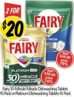 NQR Fairy 30-Minute Mirade Dishwashing Tablets or Platinum Dishwashing Tablets offer