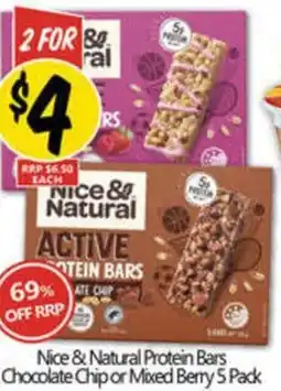 NQR Nice & Natural Protein Bars Chocolate Chip or Mixed Berry 5 Pack offer