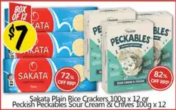 NQR Şakata Plain Rice Crackers or Peckish Peckables Sour Cream & Chives offer