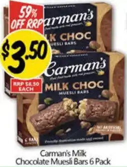 NQR Carman's Milk Chocolate Muesli Bars offer
