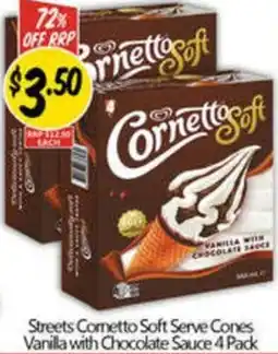 NQR Streets Cometto Soft Serve Cones Vanilla with Chocolate Sauce offer