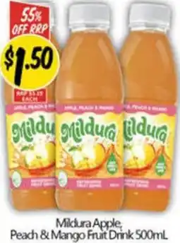 NQR Mildura Apple, Peach & Mango Fruit Drink offer