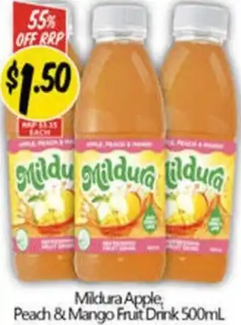 NQR Mildura Apple, Peach & Mango Fruit Drink offer