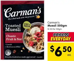 Spar Carman's Muesli offer