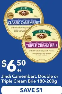 Ritchies Jindi Camembert, Double or Triple Cream Brie offer