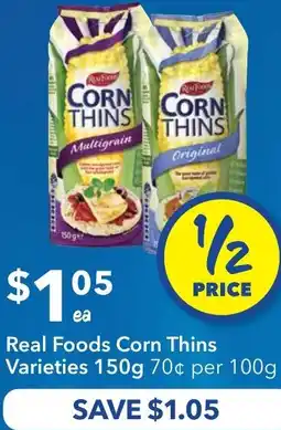 Ritchies Real Foods Corn Thins Varieties offer