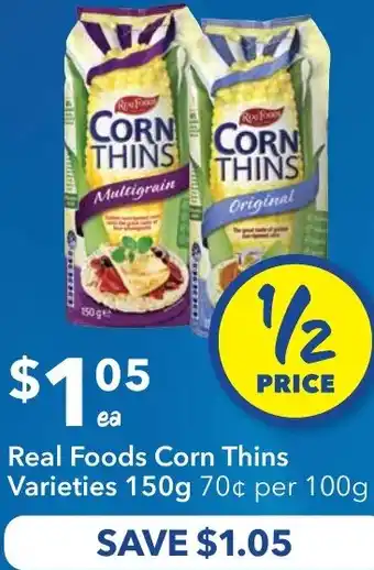 Ritchies Real Foods Corn Thins Varieties offer