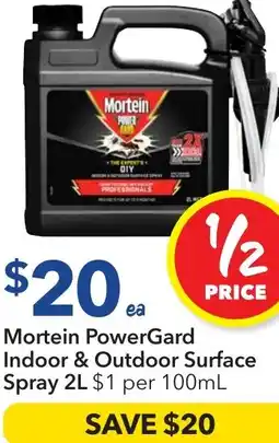 Ritchies Mortein PowerGard Indoor & Outdoor Surface Spray 2L $1 per 100mL offer