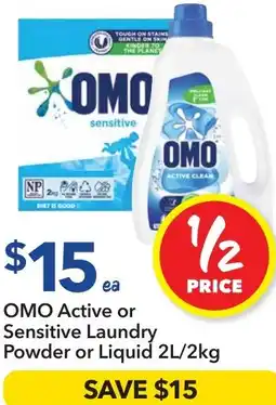 Ritchies OMO Active or Sensitive Laundry Powder or Liquid offer