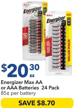 Ritchies Energizer Max AA or AAA Batteries offer