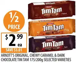 Supabarn Arnott's original, chewy caramel & dark chocolate tim tam offer