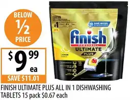 Supabarn Finish ultimate plus all in 1 dishwashing tablets offer