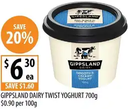 Supabarn Gippsland dairy twist yoghurt offer